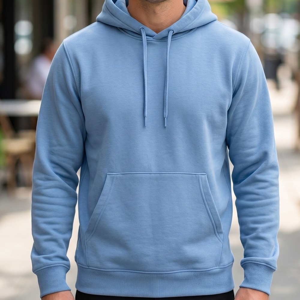 DSG Mens Fleece Pullover Hoodie Blue Long Sleeve Kangaroo Pocket Sweatshirt S